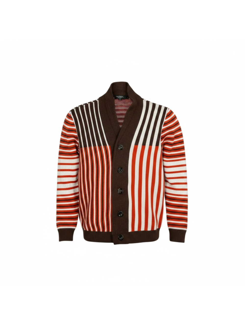 Men's Silversilk Striped Cardigan Sweater XXL Brown Orange